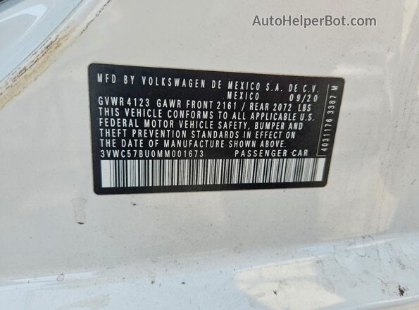 3VWC57BU0MM001673 2021 VOLKSWAGEN JETTA White Widok komory silnika