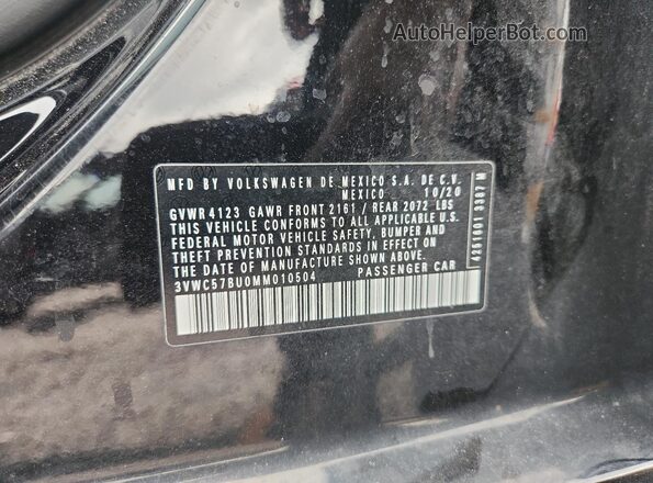 3VWC57BU0MM010504 2021 VOLKSWAGEN JETTA Black Engine compartment view