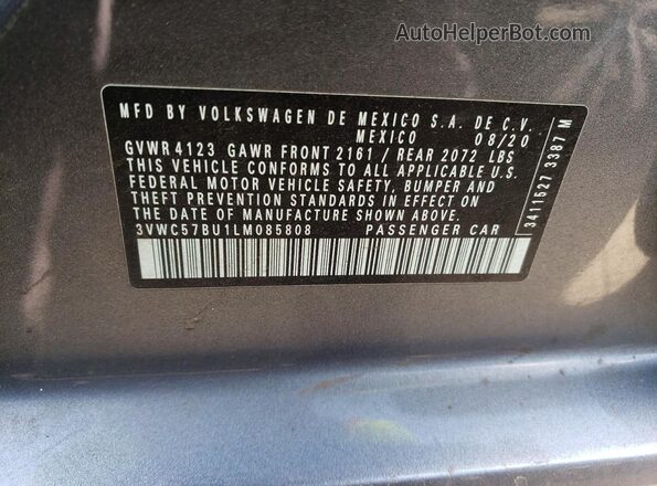 3VWC57BU1LM085808 2020 VOLKSWAGEN JETTA Gray Vista del compartimento del motor