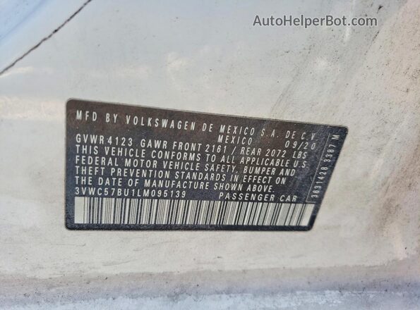 3VWC57BU1LM095139 2020 VOLKSWAGEN JETTA Белый Вид подкапотного пространства