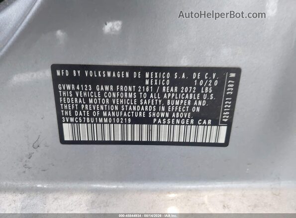 3VWC57BU1MM010219 2021 VOLKSWAGEN JETTA Белый Вид подкапотного пространства