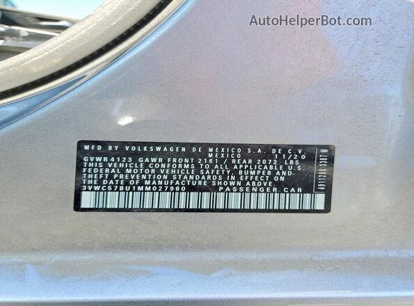 3VWC57BU1MM027960 2021 VOLKSWAGEN JETTA Silver Widok komory silnika