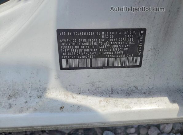 3VWC57BU1MM034567 2021 VOLKSWAGEN JETTA White Vista del compartimento del motor