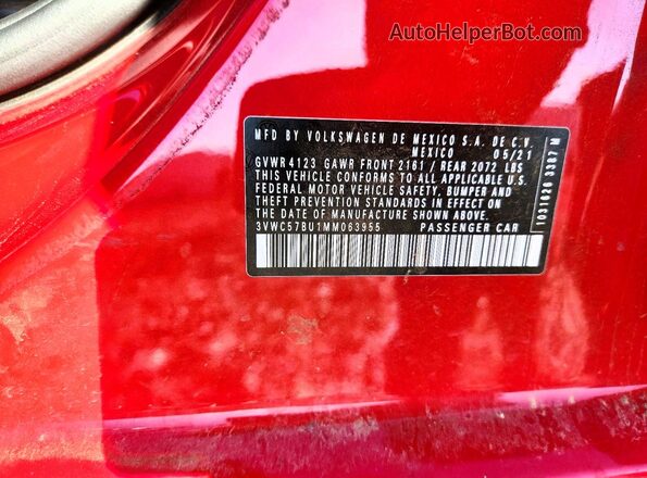 3VWC57BU1MM063955 2021 VOLKSWAGEN JETTA Красный Вид подкапотного пространства