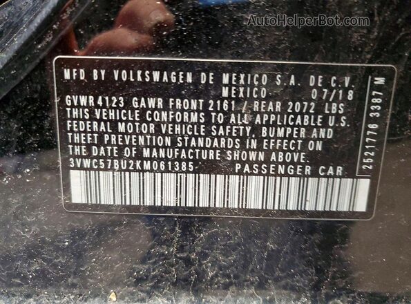3VWC57BU2KM061385 2019 VOLKSWAGEN JETTA Black Widok komory silnika