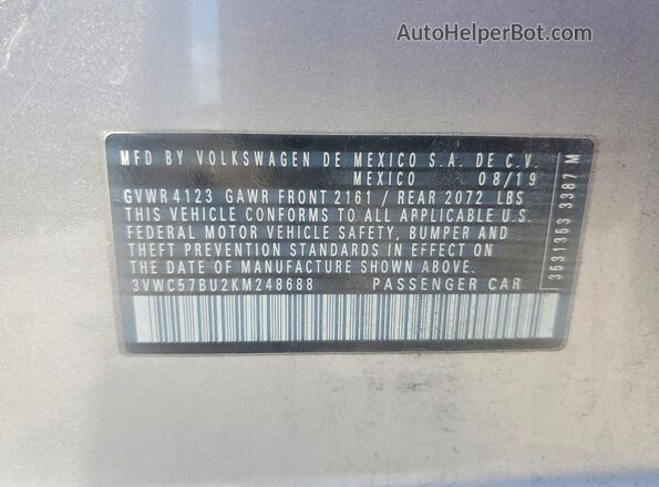 3VWC57BU2KM248688 2019 VOLKSWAGEN JETTA Silver Widok komory silnika