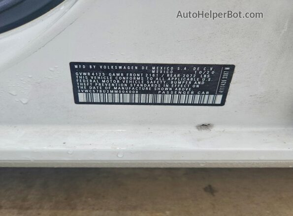 3VWC57BU2MM004008 2021 VOLKSWAGEN JETTA White Widok komory silnika