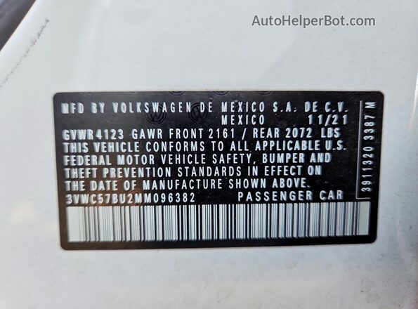 3VWC57BU2MM096382 2021 VOLKSWAGEN JETTA Белый Вид подкапотного пространства