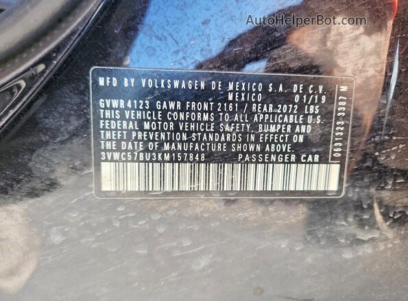 3VWC57BU3KM157848 2019 VOLKSWAGEN JETTA Черный Вид подкапотного пространства