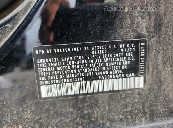 3VWC57BU3MM033680 2021 VOLKSWAGEN JETTA Black VIN կոդի պիտակի տեսք