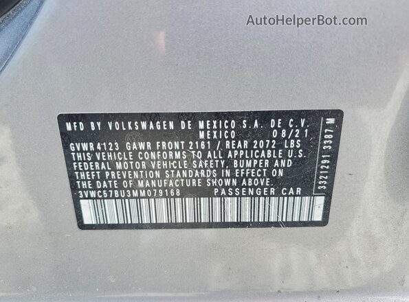 3VWC57BU3MM079168 2021 VOLKSWAGEN JETTA Silver Widok komory silnika