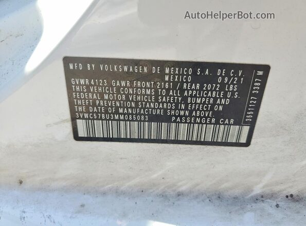 3VWC57BU3MM085083 2021 VOLKSWAGEN JETTA White Vista del compartimento del motor