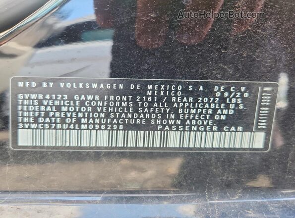 3VWC57BU4LM096298 2020 VOLKSWAGEN JETTA Black Vista del compartimento del motor
