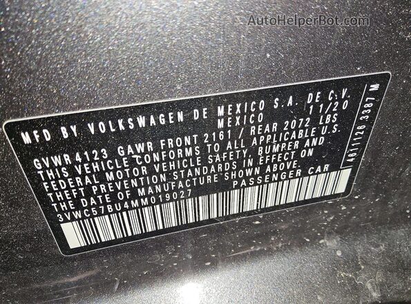 3VWC57BU4MM019027 2021 VOLKSWAGEN JETTA Gray Vista del compartimento del motor