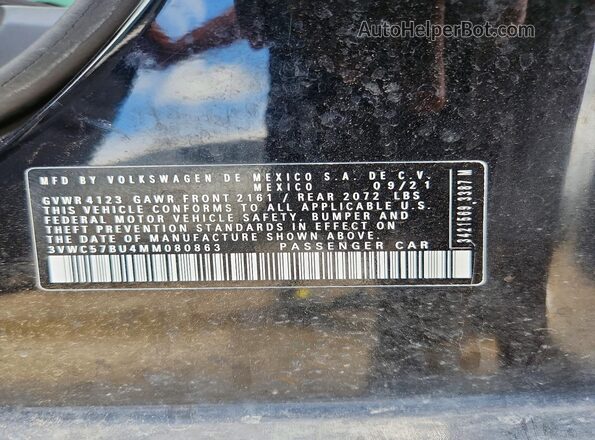 3VWC57BU4MM080863 2021 VOLKSWAGEN JETTA Black Vista del compartimento del motor