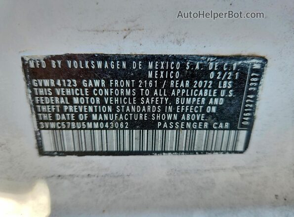 3VWC57BU5MM043062 2021 VOLKSWAGEN JETTA Белый Вид подкапотного пространства