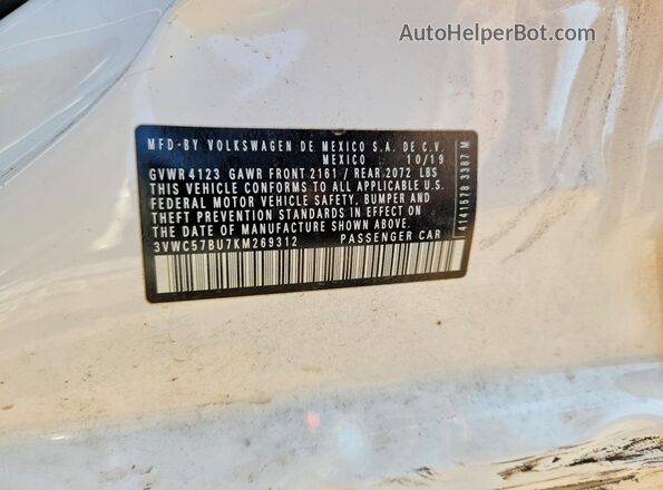 3VWC57BU7KM269312 2019 VOLKSWAGEN JETTA White Widok komory silnika