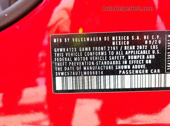 3VWC57BU7LM096814 2020 VOLKSWAGEN JETTA Красный Вид подкапотного пространства