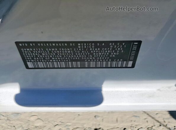 3VWC57BU7MM047047 2021 VOLKSWAGEN JETTA White Widok komory silnika