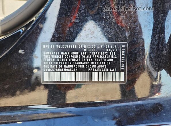 3VWC57BU8LM085384 2020 VOLKSWAGEN JETTA Black Вид підкапотного простору