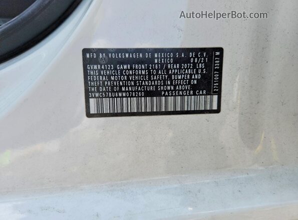 3VWC57BU8MM078260 2021 VOLKSWAGEN JETTA Белый Вид подкапотного пространства