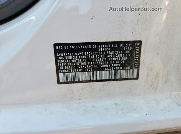 3VWC57BU9KM273605 2019 VOLKSWAGEN JETTA White Widok komory silnika