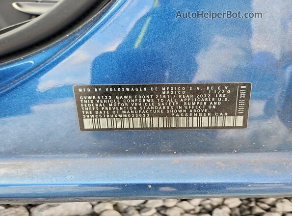 3VWC57BUXMM023633 2021 VOLKSWAGEN JETTA Blue Vista del compartimento del motor