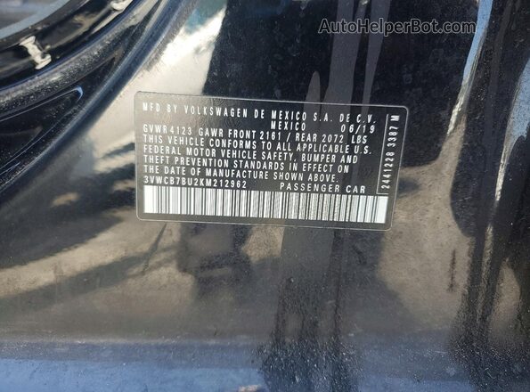 3VWCB7BU2KM212962 2019 VOLKSWAGEN JETTA Black VIN կոդի պիտակի տեսք