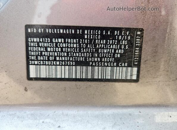 3VWCB7BU2KM267590 2019 VOLKSWAGEN JETTA Серебряный Панорамный вид салона 360°