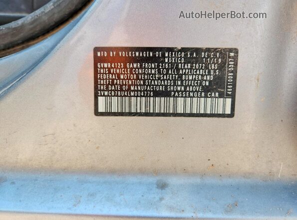 3VWCB7BU4LM004776 2020 VOLKSWAGEN JETTA Silver Engine compartment view
