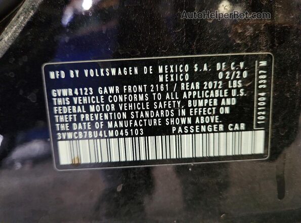 3VWCB7BU4LM045103 2020 VOLKSWAGEN JETTA Черный Вид подкапотного пространства
