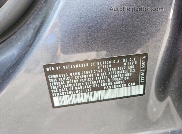 3VWCB7BU5LM021179 2020 VOLKSWAGEN JETTA Серый Вид подкапотного пространства