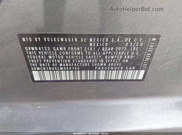 3VWCB7BU5LM054764 2020 VOLKSWAGEN JETTA Gray Engine compartment view