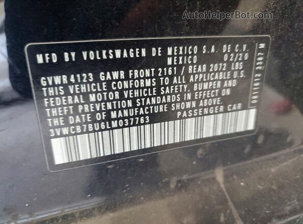 3VWCB7BU6LM037763 2020 VOLKSWAGEN JETTA Black Вид підкапотного простору