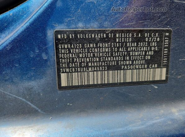 3VWCB7BU9LM045923 2020 VOLKSWAGEN JETTA Blue Engine compartment view