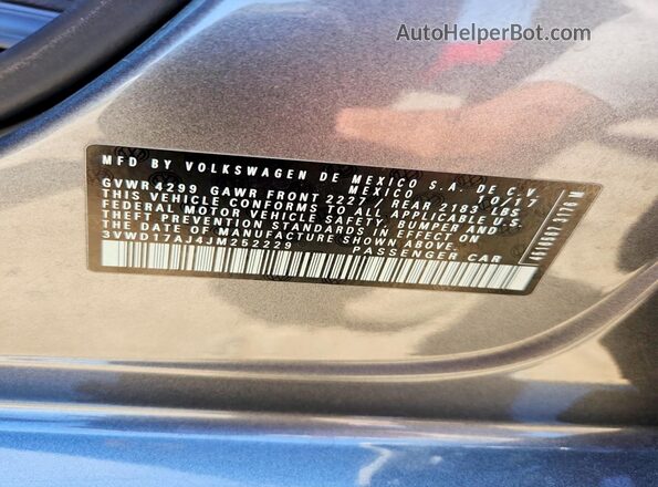 3VWD17AJ4JM252229 2018 VOLKSWAGEN JETTA Gray VIN კოდის სტიკერის ხედი