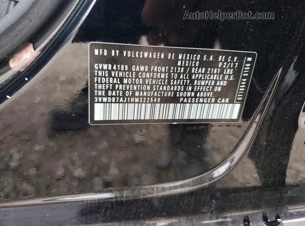 3VWDB7AJ1HM322549 2017 VOLKSWAGEN JETTA Черный Вид подкапотного пространства