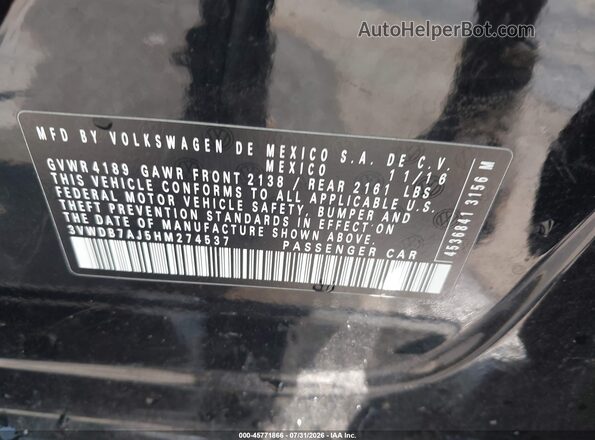 3VWDB7AJ5HM274537 2017 VOLKSWAGEN JETTA Black Շարժիչի բաժամունքի տեսք