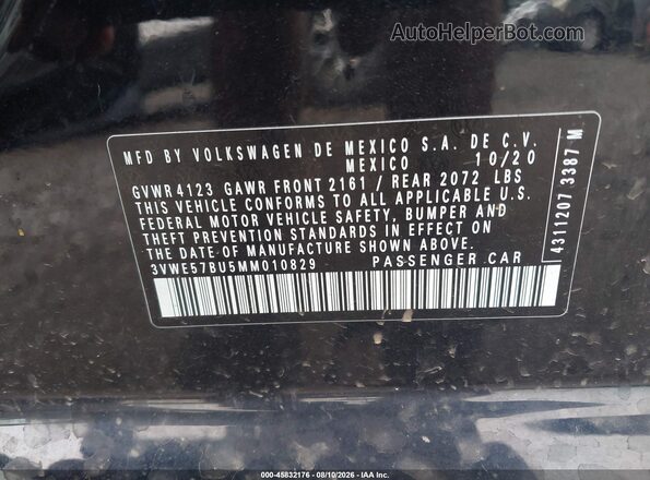 3VWE57BU5MM010829 2021 VOLKSWAGEN JETTA Black Շարժիչի բաժամունքի տեսք