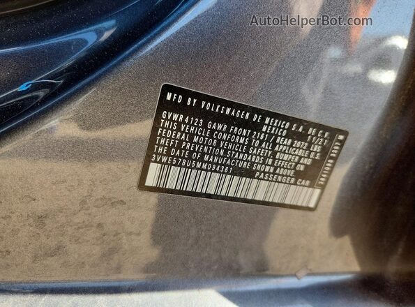 3VWE57BU5MM094361 2021 VOLKSWAGEN JETTA Gray Widok komory silnika