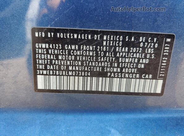 3VWEB7BU8LM073804 2020 VOLKSWAGEN JETTA Синий Вид подкапотного пространства