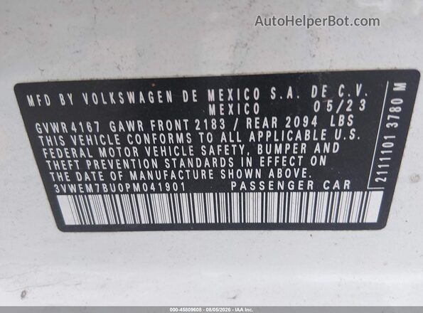 3VWEM7BU0PM041901 2023 VOLKSWAGEN JETTA White Vista del compartimento del motor