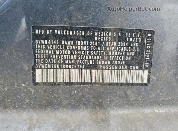 3VWEM7BU1RM026794 2024 VOLKSWAGEN JETTA Gray Widok komory silnika