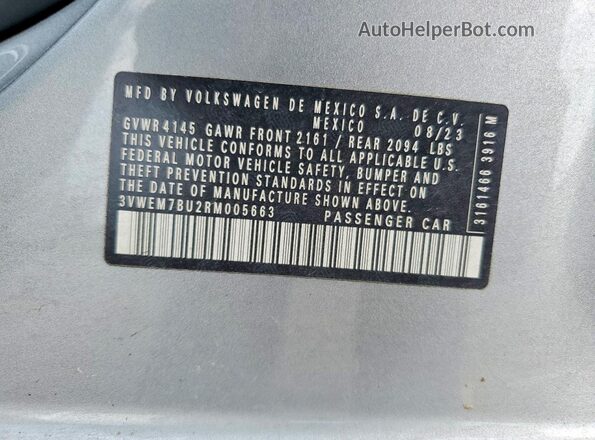 3VWEM7BU2RM005663 2024 VOLKSWAGEN JETTA Silver Vista del compartimento del motor