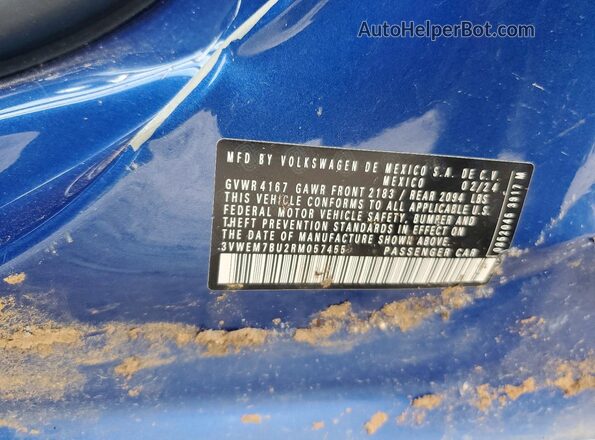 3VWEM7BU2RM057455 2024 VOLKSWAGEN JETTA Blue Շարժիչի բաժամունքի տեսք