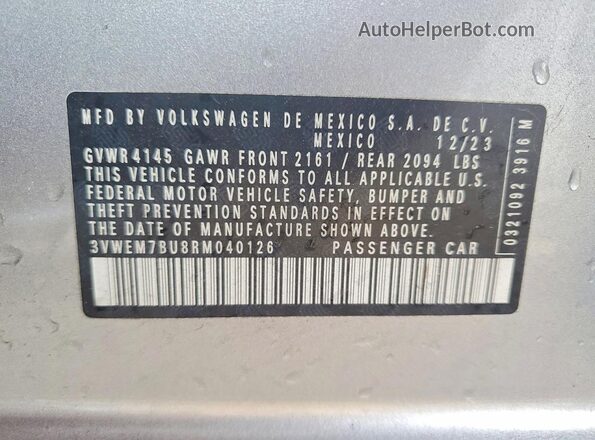 3VWEM7BU8RM040126 2024 VOLKSWAGEN JETTA Silver Вид підкапотного простору