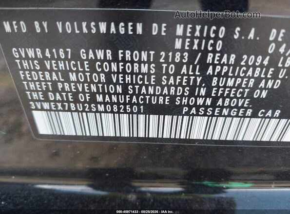 3VWEX7BU2SM082501 2025 VOLKSWAGEN JETTA Black Widok komory silnika