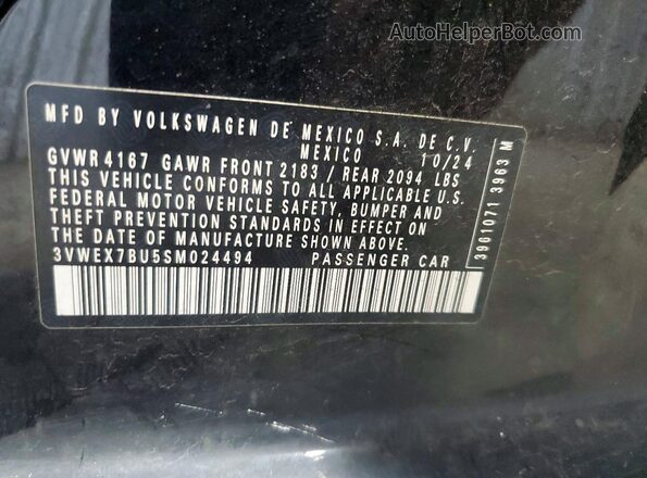 3VWEX7BU5SM024494 2025 VOLKSWAGEN JETTA Black Вид наклейки з VIN-кодом