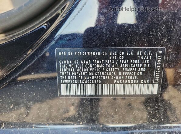 3VWEX7BU5SM025550 2025 VOLKSWAGEN JETTA Black Սալոնի 360 աստիճան տեսք