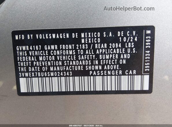 3VWEX7BU6SM024343 2025 VOLKSWAGEN JETTA Silver Շարժիչի բաժամունքի տեսք